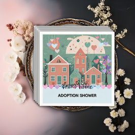 フォーエバーホームパステルハート養子縁組フォスターシャワー スタンダードカクテルナプキン