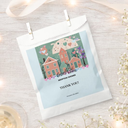 フォーエバーホームパステルハート養子縁組フォスターシャワー フェイバーバッグ (クリップ留めされた状態)