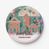 フォーエバーホームパステルハート養子縁組フォスターシャワー ペーパープレート (正面)