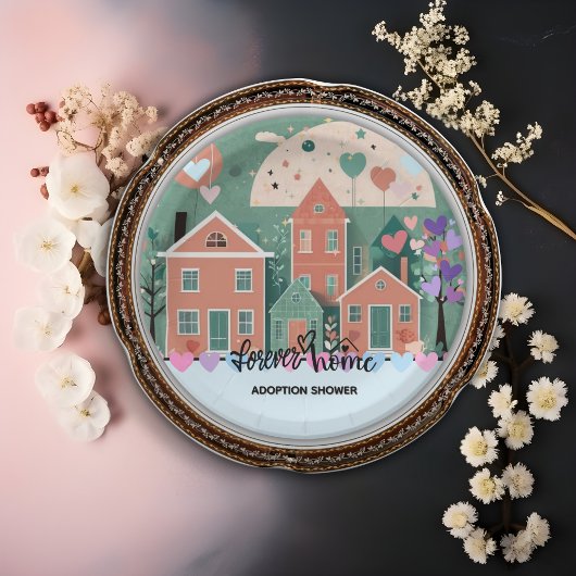 フォーエバーホームパステルハート養子縁組フォスターシャワー ペーパープレート