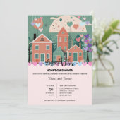 フォーエバーホームパステルハート養子縁組フォスターシャワー 招待状 (スタンド正面)