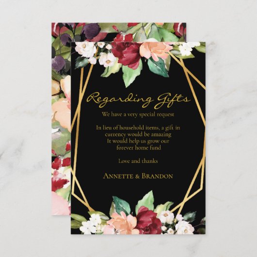 フォーエバーホームファンブラック金ゴールド幾何学フローラ エンクロージャーカード (正面/裏面)