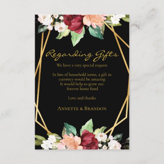 フォーエバーホームファンブラック金ゴールド幾何学フローラ エンクロージャーカード (正面)