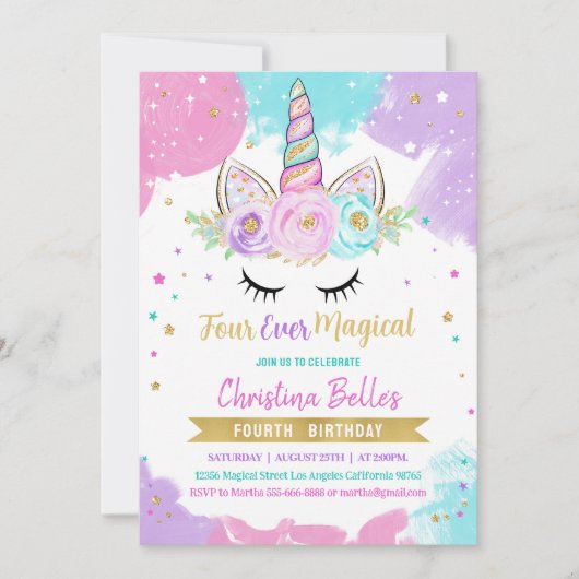 フォーエバーマジカルガールズ4thユニコーン誕生日 招待状 (正面)