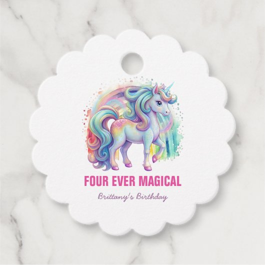フォーエバーマジカルパステルユニコーンフォー誕生日 フェイバータグ (正面)