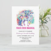 フォーエバーマジカルパステルユニコーンフォー誕生日 招待状 (スタンド正面)