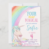 フォーエバーマジカルパステルユニコーン誕生日 招待状 (正面)