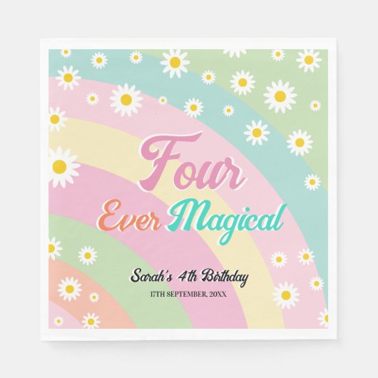 フォーエバーマジカルフォー誕生日デイジー スタンダードランチョンナプキン (正面)