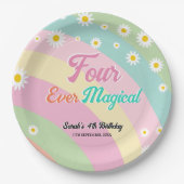 フォーエバーマジカルフォー誕生日デイジー ペーパープレート (正面)