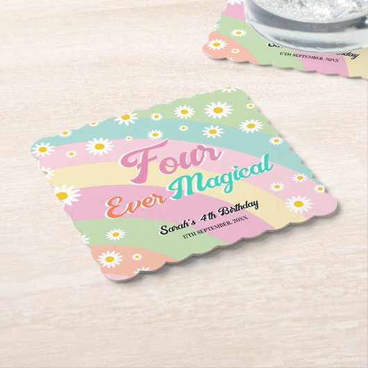 フォーエバーマジカルユニコーンフォー誕生日 ペーパーコースター (アングル)
