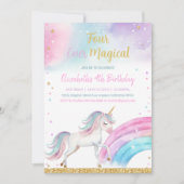 フォーエバーマジカルユニコーン4歳の誕生日 招待状 (正面)