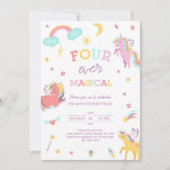 フォーエバーマジカルユニコーン4歳の誕生日 招待状 (正面)