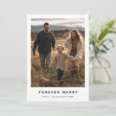 フォーエバーメリークリスマスファミリーベビーおもしろい写真 シーズンカード (スタンド正面)