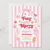 フォーエバーメリークリスマスボー 4歳の誕生日 招待状 (正面)