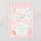 フォーエバーメリークリスマスボー 4歳の誕生日 招待状 (正面/裏面)