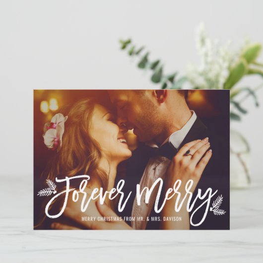 フォーエバーメリー金ゴールドニューレイドフォトホリデーカード (スタンド正面)