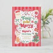 フォーエバーメリー クリスマス リボン 4歳の誕生日 招待状 (スタンド正面)