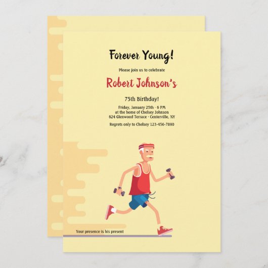 フォーエバーヤングシニア誕生日招待状 招待状 (正面/裏面)