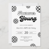 フォーエバーヤングブラックレトロボーイズ4歳の誕生日 招待状 (正面)