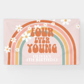 フォーエバーヤングレトロレインボーデイジー誕生日 横断幕 (横)