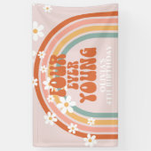 フォーエバーヤングレトロレインボーデイジー誕生日 横断幕 (縦)