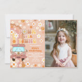 フォーエバーヤングレトロレインボー4thバースデーフォト 招待状 (正面)