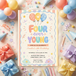 フォーエバーヤング コンフェティバルーン 4歳の誕生日 招待状