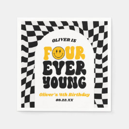 フォーエバーヤング レトロ 4th 誕生日パーティー スタンダードカクテルナプキン
