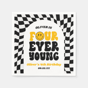 フォーエバーヤング レトロ 4th 誕生日パーティー スタンダードカクテルナプキン