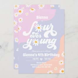 フォーエバーヤング 4歳誕生日パーティー ボヘミアンダイジー 招待状