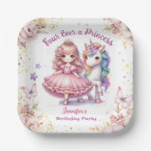 フォーエバーユニコーンプリンセス4歳の誕生日 ペーパープレート (正面)