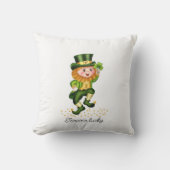 フォーエバーラッキーグリーン格言&クローバーオンホワイト クッション (正面)