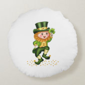 フォーエバーラッキーグリーン格言&クローバーオンホワイト ラウンドクッション (裏面)