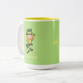 フォーエバーラッキーグリーン格言&モノグラムオンライムグリーン ツートーンマグカップ (正面左)