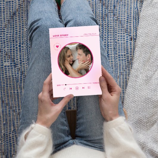 フォーエバーラブピンクハートフォトバレンタインカード