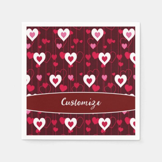 フォーエバーラブ赤いハート スタンダードカクテルナプキン (正面)
