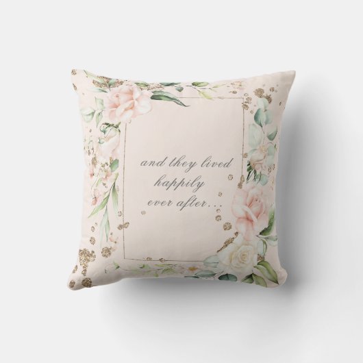 フォーエバーラブ赤面ウォーターカラーフローラ結婚ズ クッション (裏面)