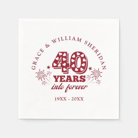 フォーエバーラブ40周年結婚記念日 スタンダードカクテルナプキン (正面)
