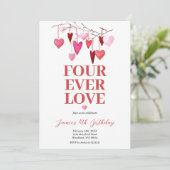 フォーエバーラージーバレンタインズ誕生日ハートバルーン 招待状 (スタンド正面)
