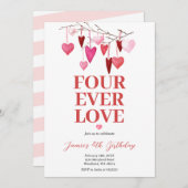 フォーエバーラージーバレンタインズ誕生日ハートバルーン 招待状 (正面/裏面)