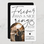 フォーエバーリングフォトアーチ白黒婚約 案内状 (正面/裏面)