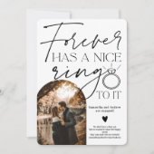 フォーエバーリングフォトアーチ白黒婚約 案内状 (正面)