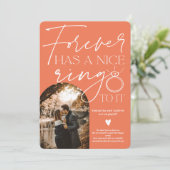 フォーエバーリング写真アーチオレンジ婚約 案内状 (スタンド正面)