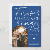 フォーエバーリング写真アーチブルー婚約 案内状 (正面)