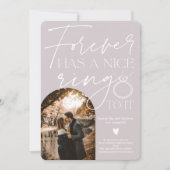 フォーエバーリング写真アーチ灰色薄紫婚約 案内状 (正面)