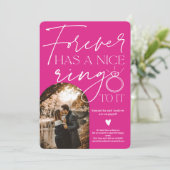 フォーエバーリング写真アーチ熱ピンク婚約 案内状 (スタンド正面)