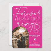 フォーエバーリング写真アーチ熱ピンク婚約 案内状 (正面)