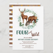 フォーエバーワイルドウッドランド誕生日招待状ボーイズ 案内状 (正面/裏面)