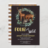 フォーエバーワイルドウッドランド誕生日招待状ボーイズ 案内状 (正面/裏面)