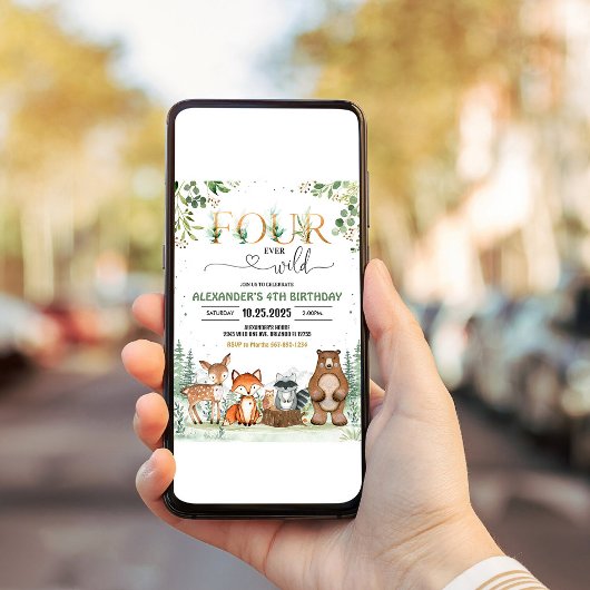 フォーエバーワイルドウッドランド4歳の誕生日 招待状